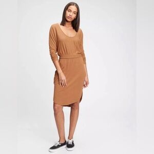 NWOT GAP Sweater Dress Women's S Camel Brown Softspun Banded Waist Lightweight